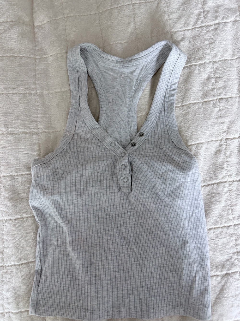 aerie Light Grey Ribbed Henley Racerback Tank